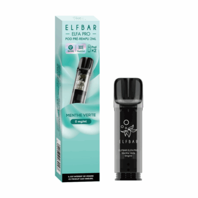 Pack de 2 Pods ELFA Pro 2ml 00mg ElfBar - Menthe Verte