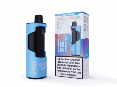 Kit Solobar 2400 4en1 (+ Pod 2ml 20mg) Blue - Framboise glacée, Baie, Cerise pétillante, Fraise glacée