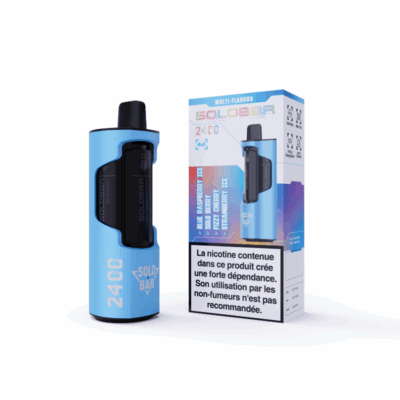 Kit Solobar 2400 4en1 (+ Pod 2ml 20mg) Blue - Framboise glacée, Baie, Cerise pétillante, Fraise glacée