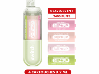 Kit Le Pod Switch 2400 4en1 (+ Pod 2ml 20mg) Vert Pulp - Barbe A Papa, Fruits Rouges Glaces, Cerise Glacee, Pasteque Citron Glaces