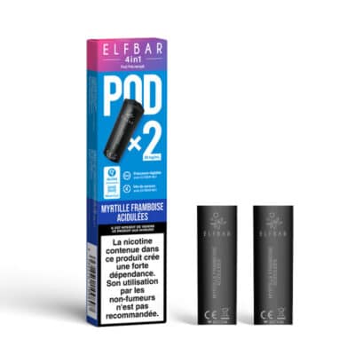 Pack de 2 Pods 4en1 2mL 20mg Elfbar - Myrtille Framboise acidulées