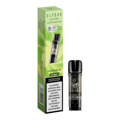Pack de 2 Pods ELFA Pro 2ml 10mg ElfBar - Pomme Pêche