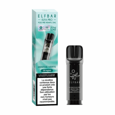 Pack de 2 Pods ELFA Pro 2ml 20mg ElfBar - Menthe Verte